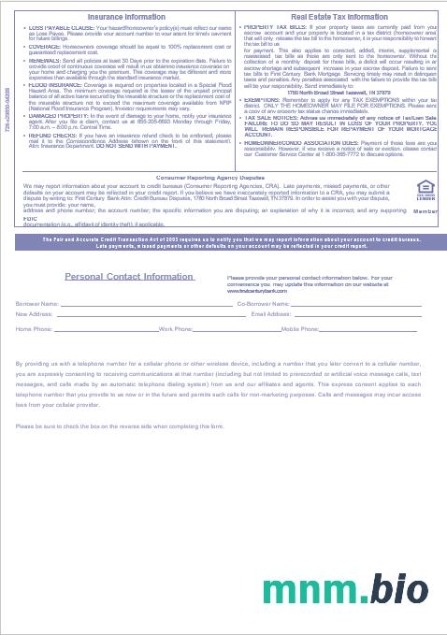 USA First Century Bank wyciąg z kredytu hipotecznego w formatach Word i PDF, 3 strony 3